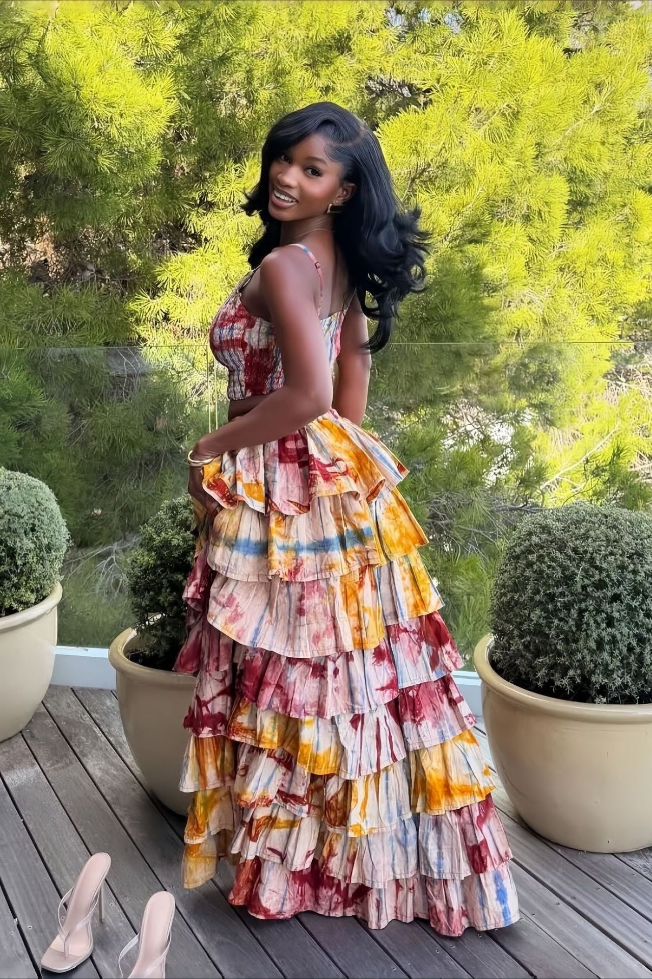 Cami Tiered Ruffle Two Piece Skirt Sets