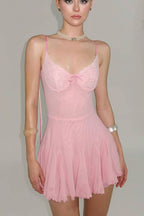 Solid V Neck Cami Backless Mini Dress