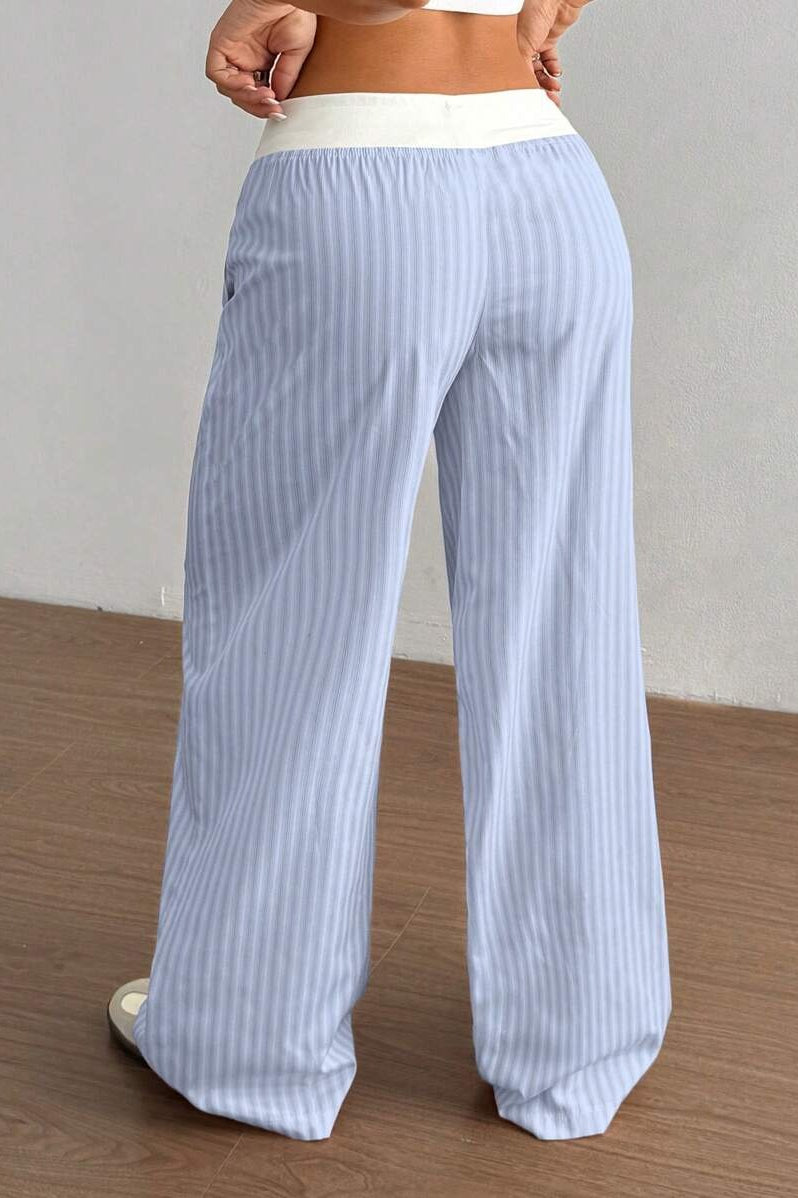 Striped Color Block Baggy Pants
