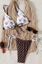 Print Halter Tie Back Two Piece Bikini Sets