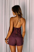 Minimalist Solid Beaded Halter Top