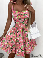 Cami Ruffle Spaghetti Design Gown Flowered With Hem Straps