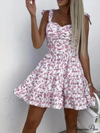 Cami Ruffle Spaghetti Design Gown Flowered With Hem Straps