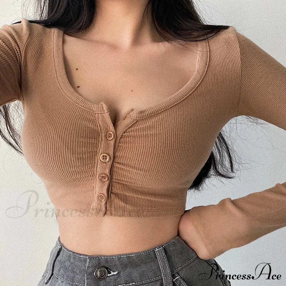 Cardigan V-Neck Solid Arm Long Slim Korean - Color