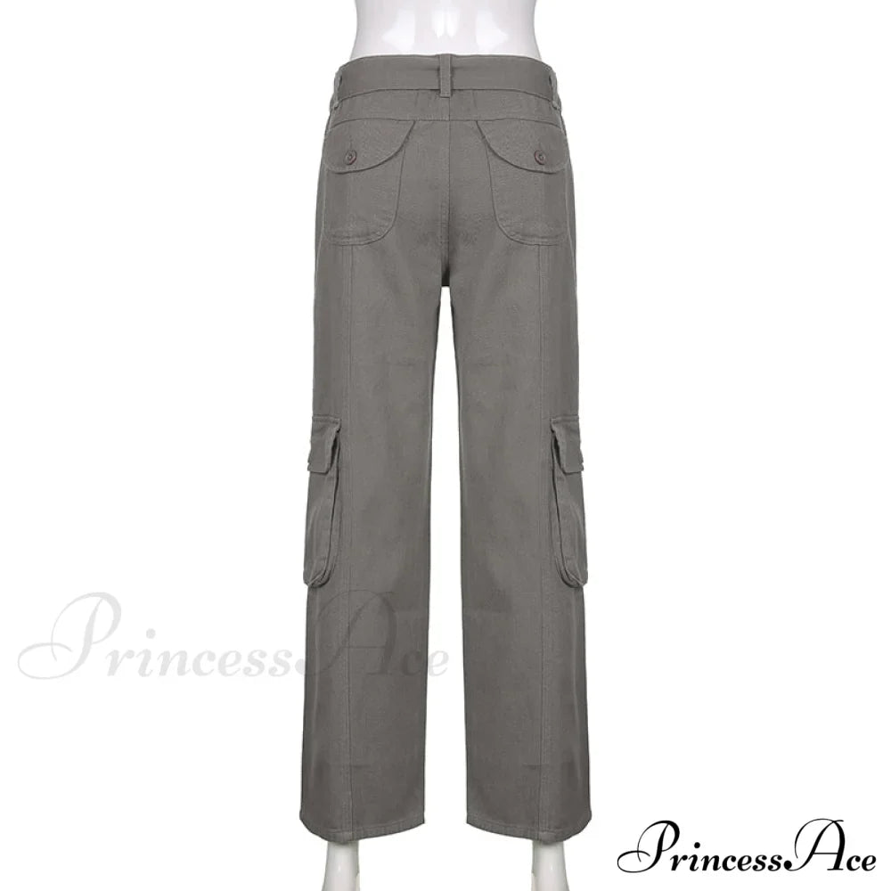 Cargo Streetwear Mom Pants Baggy Low Leg Waist 90S Denim Vintage Wide Jeans Trousers Trendy Korean Grunge Hippie Outfits