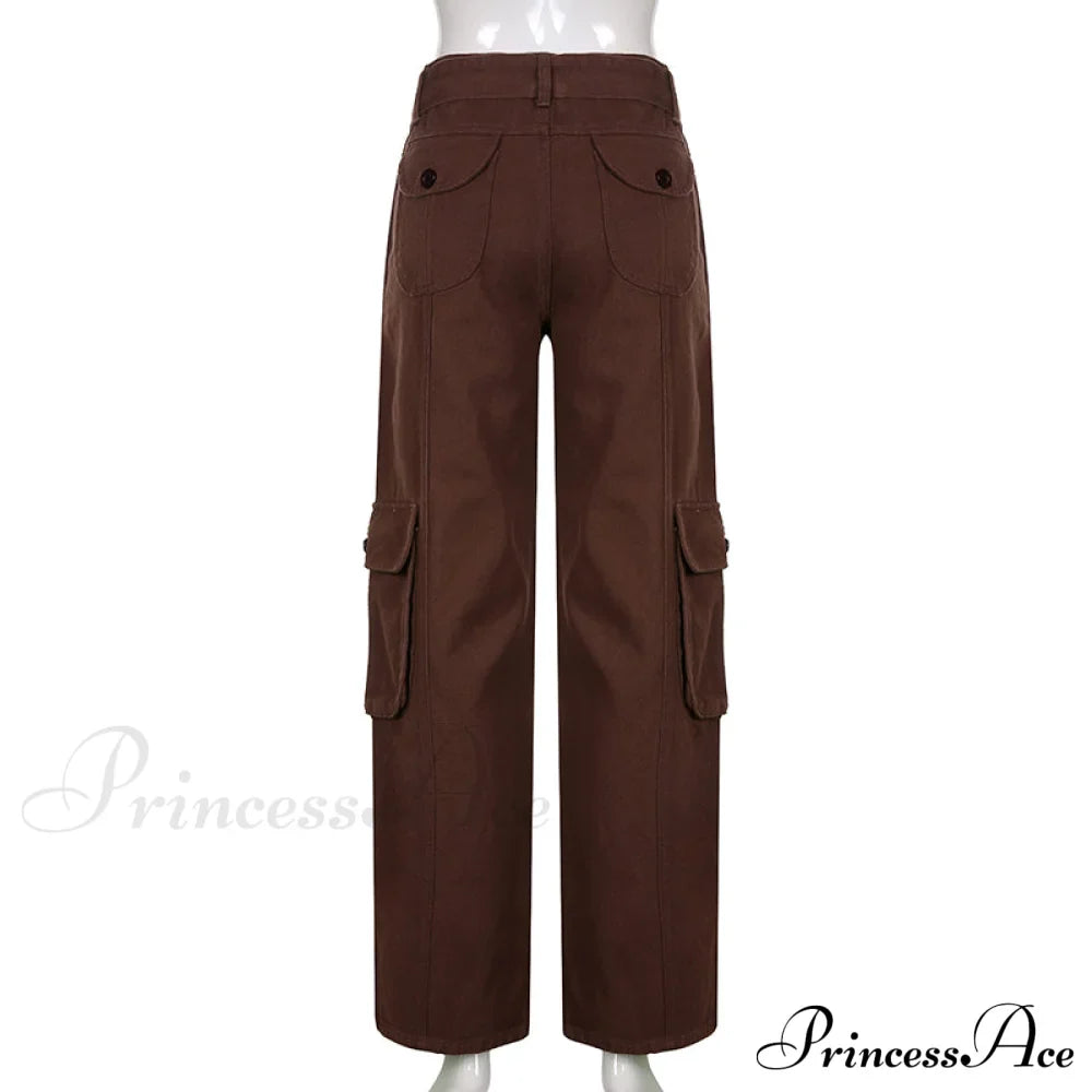Cargo Streetwear Mom Pants Baggy Low Leg Waist 90S Denim Vintage Wide Jeans Trousers Trendy Korean Grunge Hippie Outfits