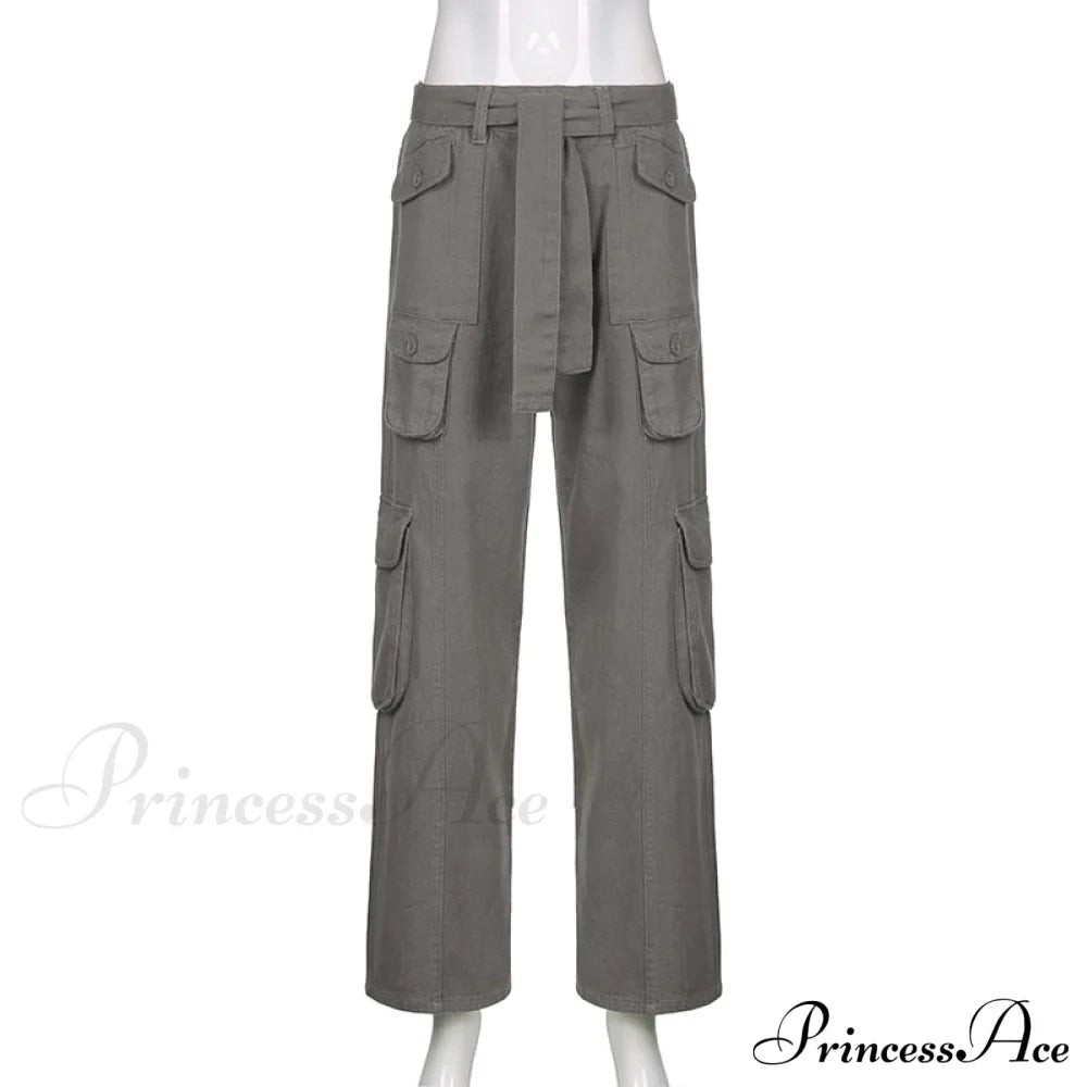 Cargo Streetwear Mom Pants Baggy Low Leg Waist 90S Denim Vintage Wide Jeans Trousers Trendy Korean Grunge Hippie Outfits