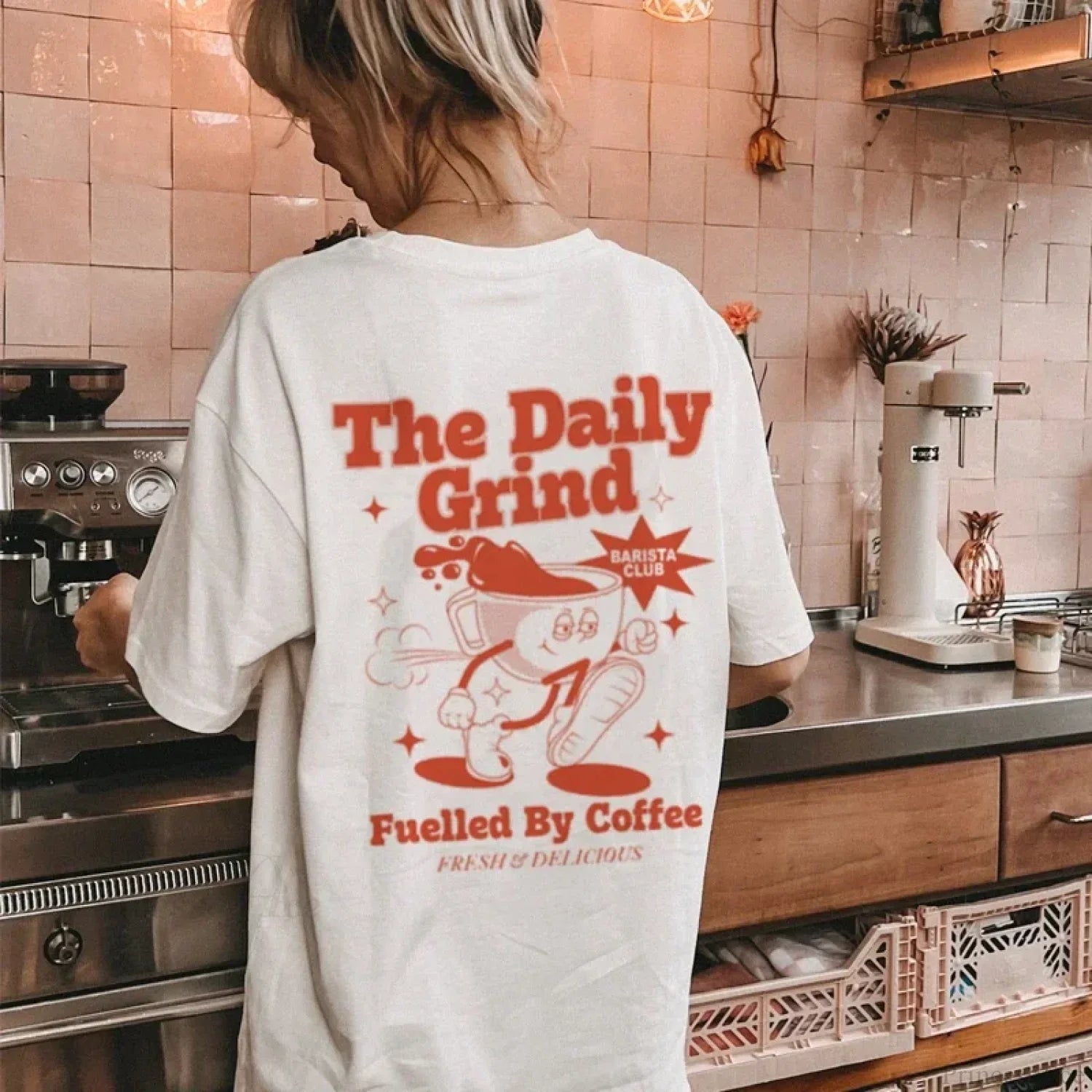 Cartoon Coffee Lover Funny Caffeine T-Shirt
