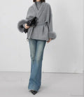 Cashmere Coat With Fur Cuffs Fox Overcoat