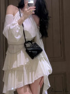 Casual Arm Autumn Korean Party Gown Long Mini Fairy Elegant Brief