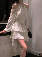 Casual Arm Autumn Korean Party Gown Long Mini Fairy Elegant Brief