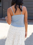 Casual Bow V-Neck Lace Tank Crop Top