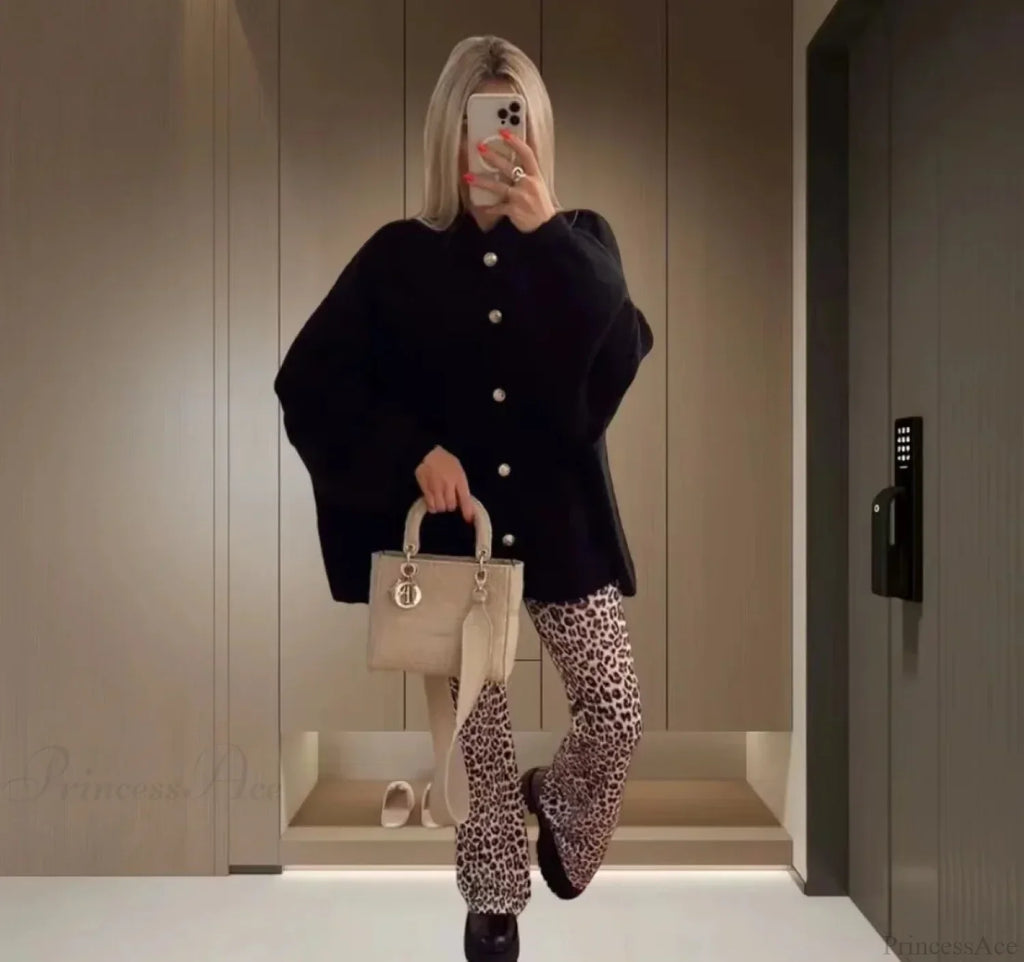 Casual Cozy Loose O-Neck Elegant Solid Comfortable Lantern Sleeve Stylish Sweater