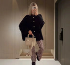 Casual Cozy Loose O-Neck Elegant Solid Comfortable Lantern Sleeve Stylish Sweater