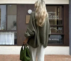 Casual Cozy Loose O-Neck Elegant Solid Comfortable Lantern Sleeve Stylish Sweater