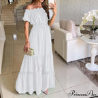 Casual Elegant Ruffle Halter Sleeveless Classic Party Outfits Beach Maxi Dress