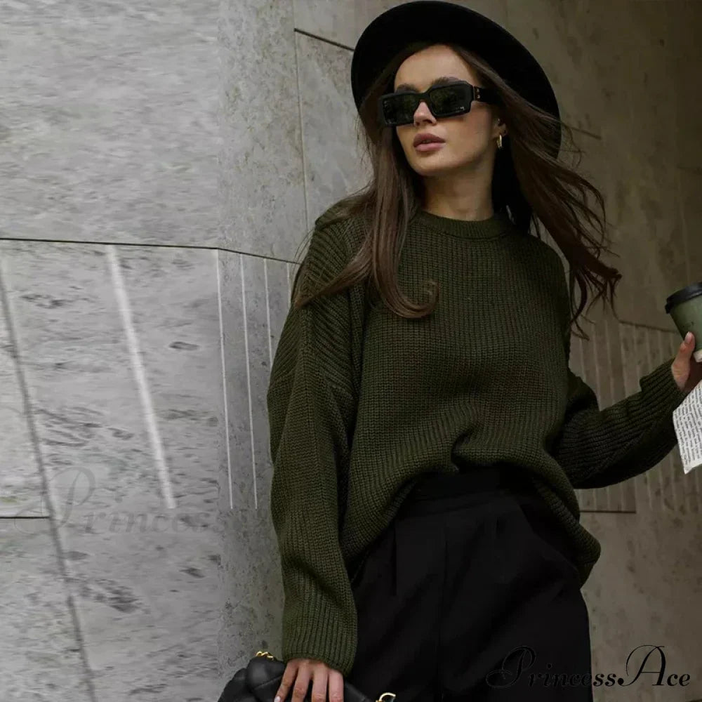Casual Elegant Striped Cozy Oversize Autumnal Gray Sweater