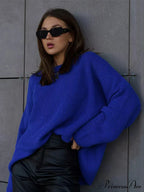 Casual Elegant Striped Cozy Oversize Autumnal Gray Sweater