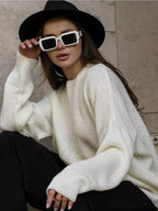 Casual Elegant Striped Cozy Oversize Autumnal Gray Sweater