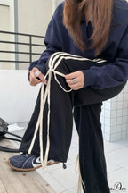 Casual High Waist Wide Leg Asymmetrical Pocket Pants