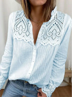 Casual Lace O-Neck Loose Blouse