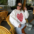 Casual Love Print O-Neck Long Sleeve Sweater