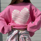Casual Love Print O-Neck Long Sleeve Sweater