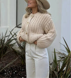 Casual O-Neck Long Sleeve Pocket Cardigan