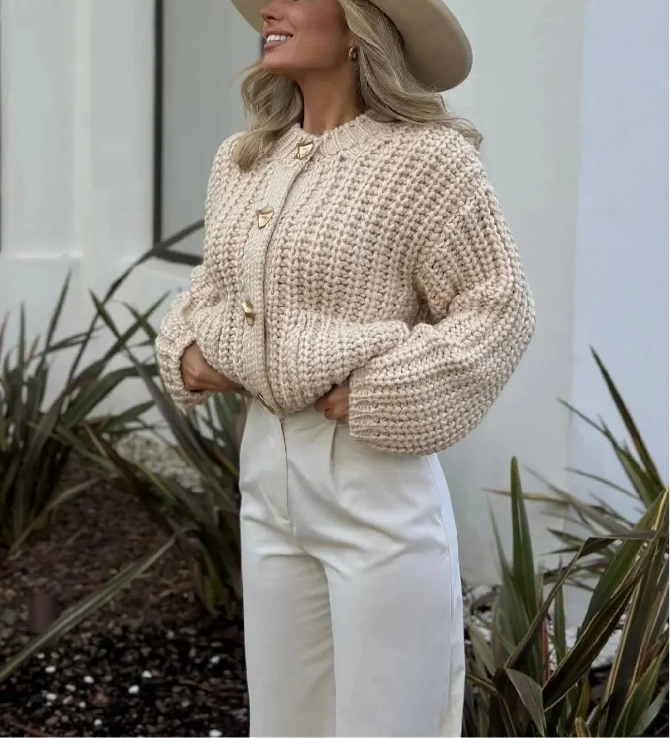 Casual O-Neck Long Sleeve Pocket Cardigan