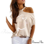 Casual Print Short Sleeve O-Neck Tops
