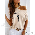 Casual Print Short Sleeve O-Neck Tops