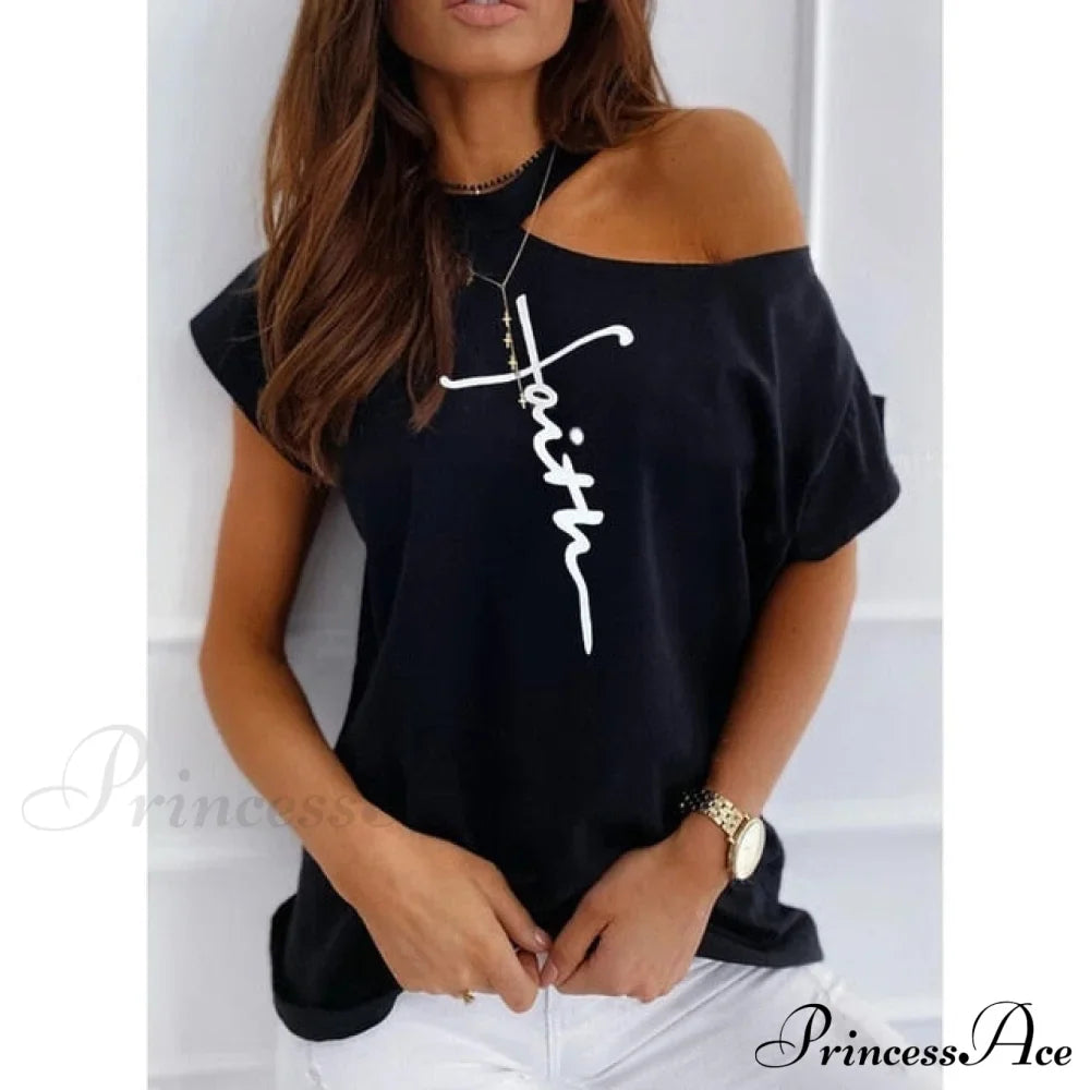 Casual Print Short Sleeve O-Neck Tops