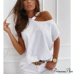 Casual Print Short Sleeve O-Neck Tops