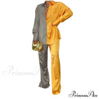 Casual - Set Elegant Long And With Outfit Wide Solid Two Piece Arm Blouse Leg Loose Satin Pants