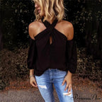 Casual Solid Color Halter Neck Strapless T-Shirt