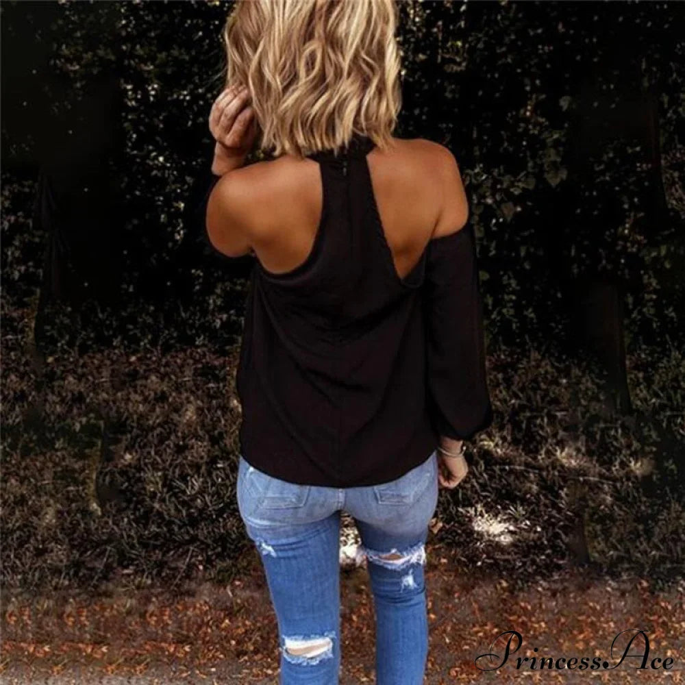 Casual Solid Color Halter Neck Strapless T-Shirt