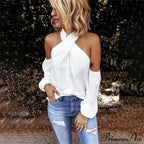 Casual Solid Color Halter Neck Strapless T-Shirt