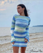 Casual Summer Stripe Knit Bodycon Dress For Women