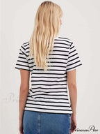 Casual Cotton Harajuku Neck Brief Warm-Season Arm Tops Striped O Loose Tee T-Shirt Style
