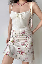 Floral Ruffle Mermaid Midi Skirt
