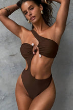 One Shoulder Cutout Piece Bikini Set