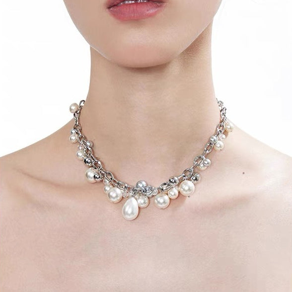 Waterdrop Pearl Double Layer Stackable Necklace
