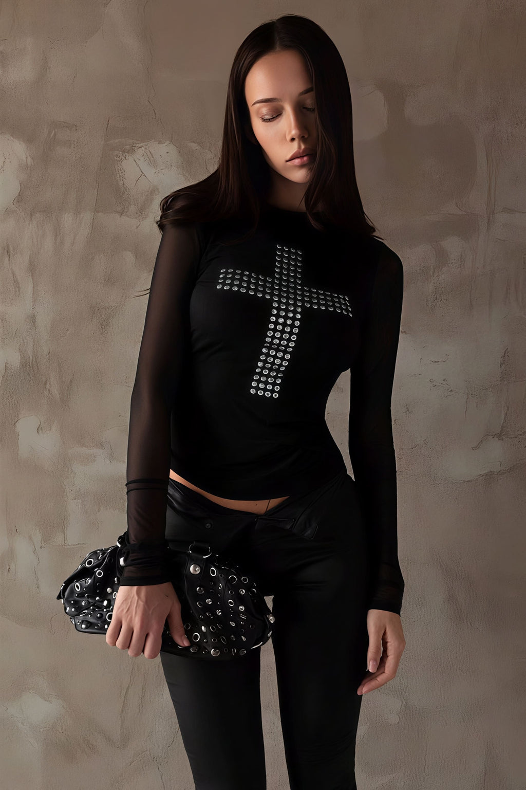 Trendy Print Slim Crew Neck Blouse