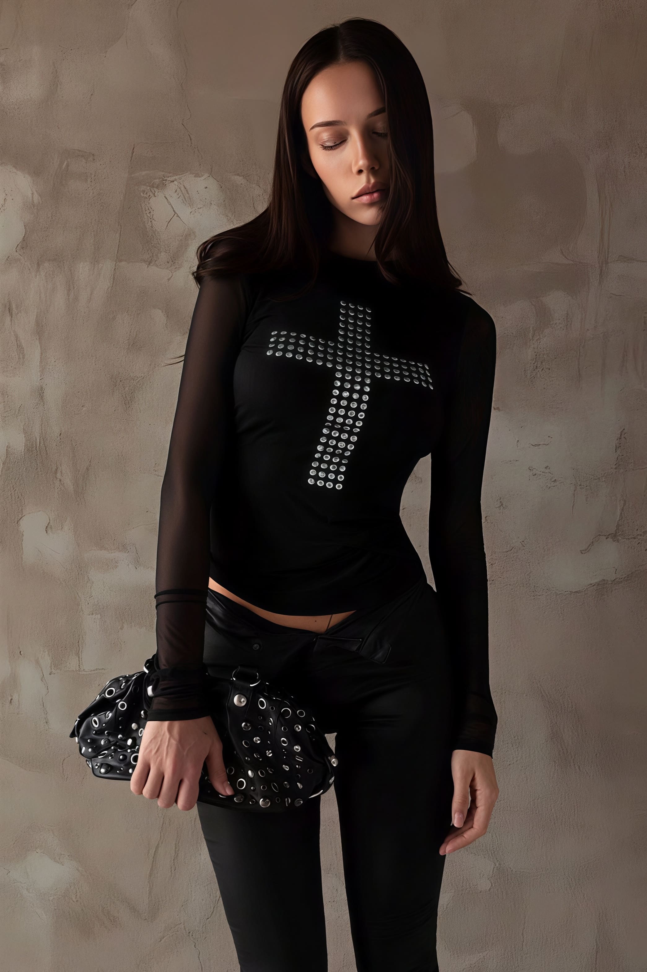 Trendy Print Slim Crew Neck Blouse