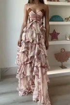 V-Neck Pleated Boho Dress