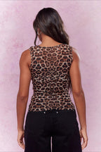 Leopard Print Mesh Sheer Tank Top