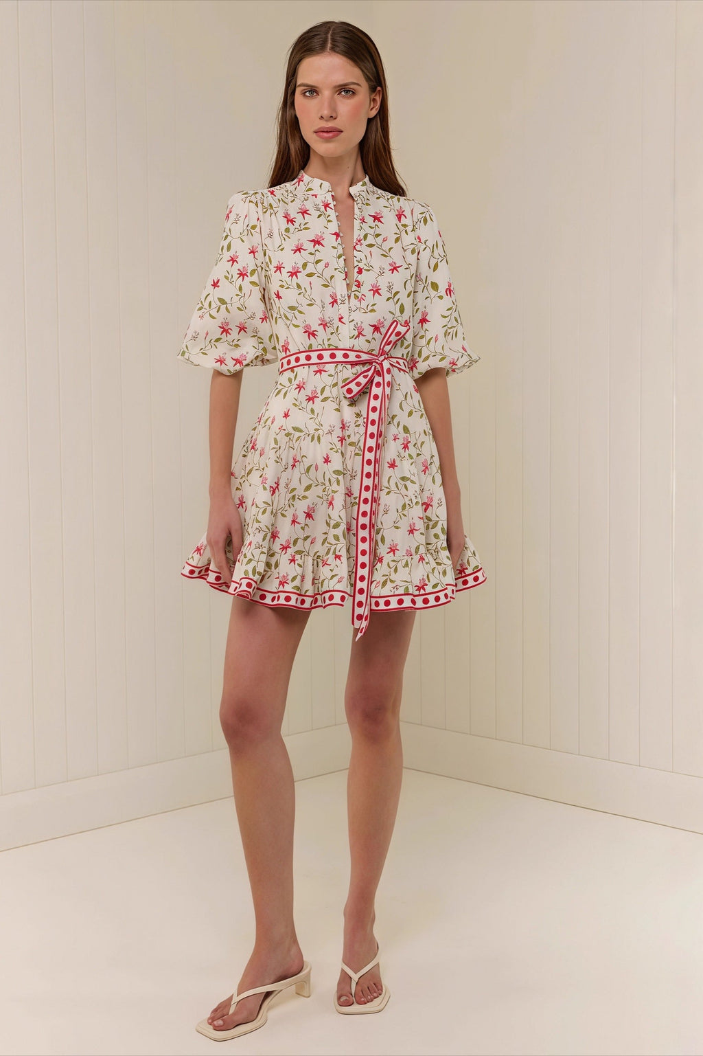 Casual Linen Lace-Up Belted Summer Beach Mini Dress