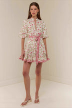 Casual Linen Lace-Up Belted Summer Beach Mini Dress