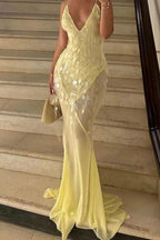 Sequin Mermaid V Neck Maxi Dress