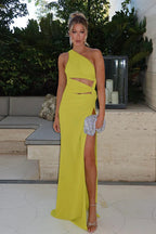 Elegant Asymmetrical Shoulder Party Dress